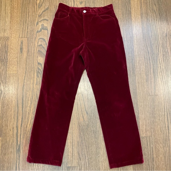 Ralph Lauren Black Label Burgundy Red Velvet Straight Leg Pants - Picture 1 of 13